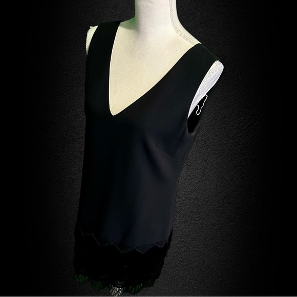 BCBGMaxAzria ‘Addilyn’ Fringe Trim Shift Dress in Black Size 6 - Picture 6 of 15